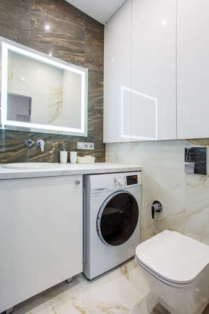 Luxury bathroom interior design and ceramic tile wall. contemporary flooringの写真素材