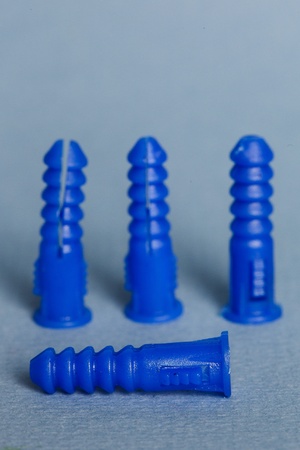 Ribbed plastic anchor for drywall or plaster projectの写真素材
