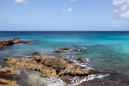 Caribbean ocean view with blue skyの写真素材