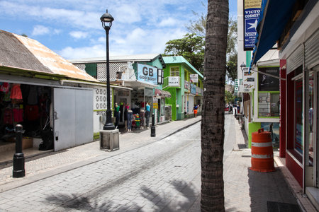 PHILIPSBURG, CARRIBEAN - AUGUST 2:  Shopping area on Back Street in Philipsburg in August 2, 2015 in St.Maarten, Caribbean Island.のeditorial素材