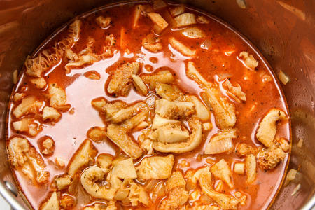 Cooking beet tripe soupの写真素材