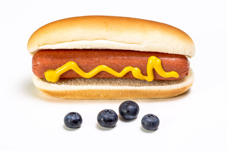 Hot dog with and blueberriesの写真素材
