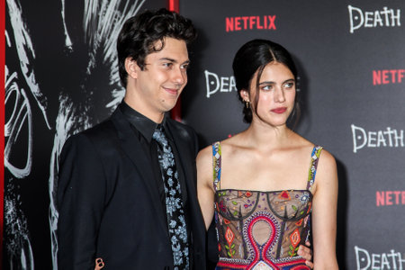 NEW YORK, NY - AUGUST 17: Actor Nat Wolff and actress Margaret Qualley attends the 'Death Note' New York premiere at AMC Loews Lincoln Square 13 theater on August 17, 2017 in New York City.のeditorial素材