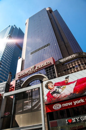 NEW YORK, NY, USA - SEPTEMBER 13, 2015:  Crowne Plaza hotel on Time Square in NYC seen in New York City.のeditorial素材