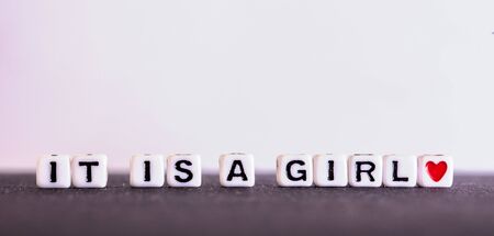 It is a girl text with heart  on black and white backgroundの写真素材