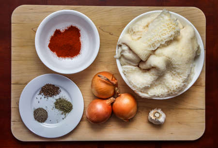 Ingredience`s  for soup from beef tripe