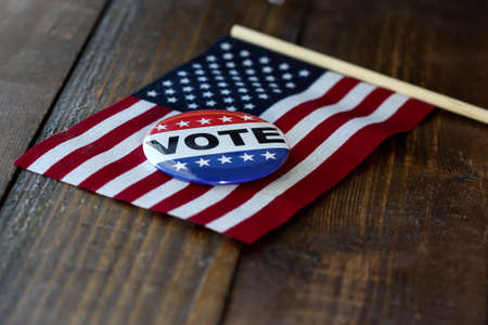 American flag with vote buttonの写真素材