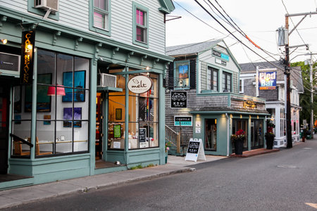 PROVINCETOWN, MASSACHUSETTS, USA - SEPTEMBER 14, 2014:  Commercial street with storefrontsのeditorial素材