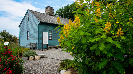 NORWALK, CONNECTICUT, USA  - AUGUST 14, 2021: Governor Fitch Law Office c 1740 located at Mill Hill historic parkのeditorial素材