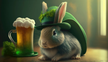 AI Generated illustration from rabbit celebrating Saint Patrick Dayの素材