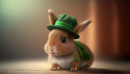 AI Generated illustration from rabbit celebrating Saint Patrick Dayの素材