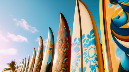 AI Generated illustration from surfboard outdoor with skyの素材
