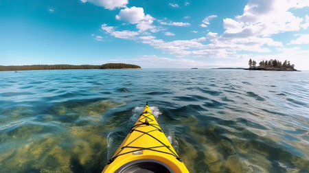 Illustration from  ocean kayak view in nice dayの素材