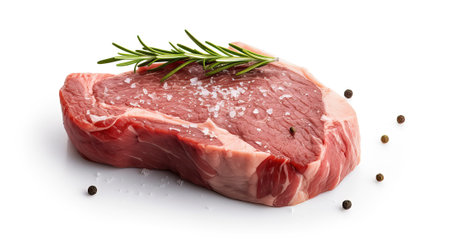 Illustration from raw beef steak with salt and pepper isolated on whiteの素材