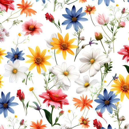 Illustration from flowers pattern on white backgroundの素材