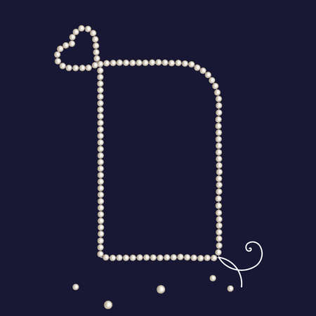 Shiny pearl frame with thread of white pearls. Elegant border background for wedding, invitations, greeting cards, anniversary or banners. Luxury vector illustration. Beautiful natural chain.のイラスト素材