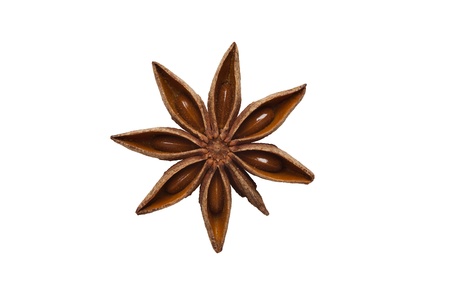 aniseed isolated on white background, brown anise over whiteの写真素材