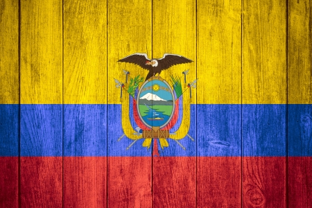 flag of Ecuador or  banner on wooden backgroundの写真素材