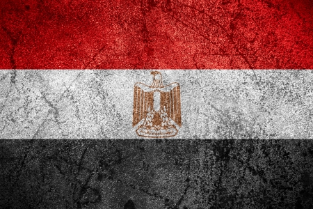 flag of Egypt or Egyptian banner on rough metal backgroundの写真素材