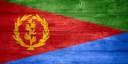 flag of Eritrea or Eritrean banner on wooden backgroundの写真素材