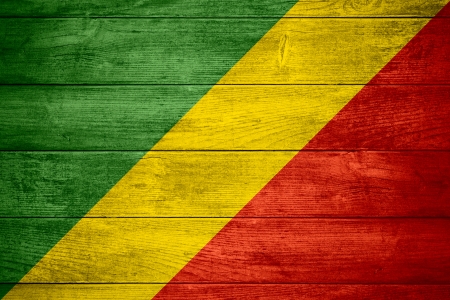 flag of Congo or Congolese banner on wooden backgroundの写真素材