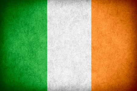 flag of Ireland or Irish banner on paper rough pattern textureの写真素材