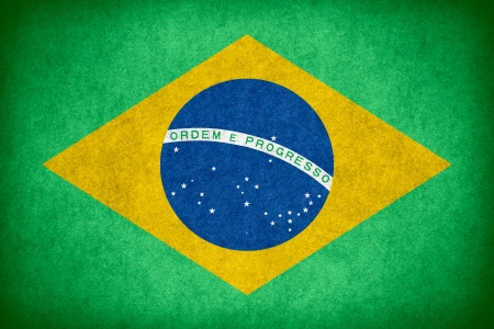flag of Brazil or Brazilian banner on paper rough pattern textureの写真素材