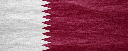 flag of Qatar or banner on canvas textureの写真素材