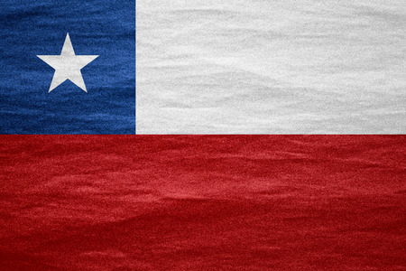 flag of Chile or Chilean banner on canvas textureの写真素材
