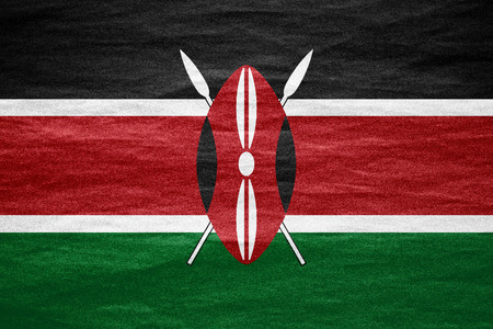 flag of Kenya or Kenyan banner on canvas textureの写真素材