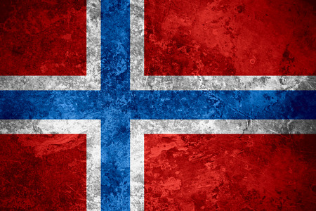 flag of Norway or Norwegian banner on vintage metal textureの写真素材