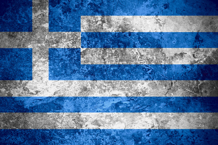 flag of Greece or Greek banner on vintage metal textureの写真素材