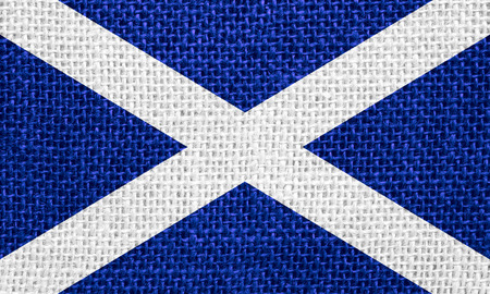 flag of Scotland or Scotch banner on linen backgroundの写真素材