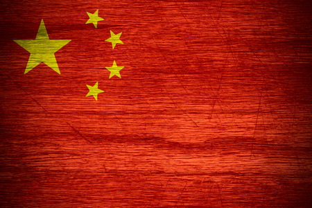 China flag or banner on wooden textureの写真素材