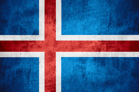 flag of Iceland or Icelandic banner on rough pattern texture backgroundの写真素材