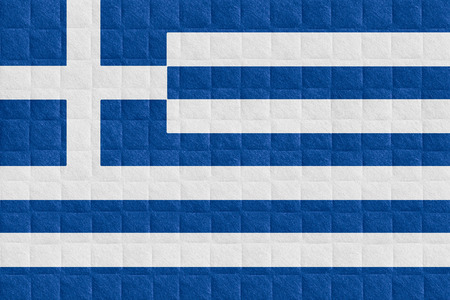 flag of Greece or Greek banner on check pattern backgroundの写真素材