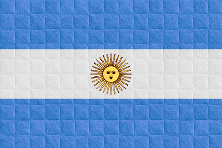 flag of Argentina or Argentinian banner on check pattern backgroundの写真素材