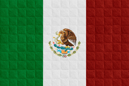 flag of Mexico or Mexican banner on check pattern backgroundの写真素材
