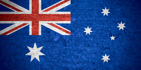 flag of  Australia or  Australian banner on old metal texture backgroundの写真素材
