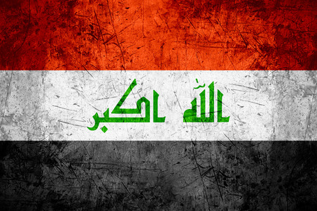 flag of Iraq or Iraqi banner on rough pattern metal backgroundの写真素材