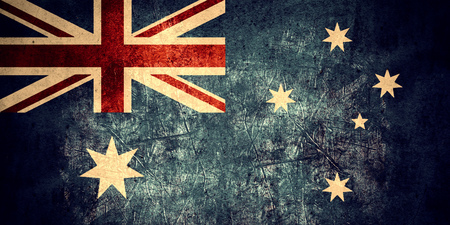 flag of Australia or Australian banner on rough pattern texture vintage backgroundの写真素材