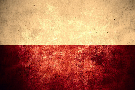 flag of Poland or Polish banner on rough pattern texture vintage backgroundの写真素材