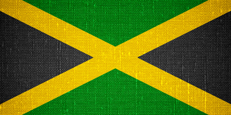 flag of Jamaica or Jamaican banner on canvas backgroundの写真素材