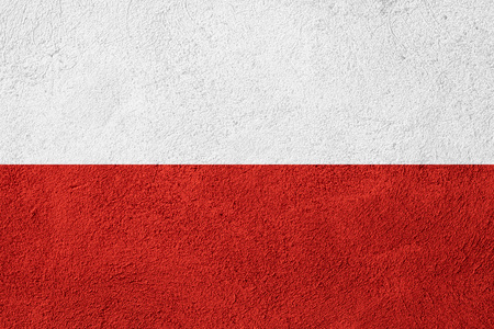 flag of Poland or Polish banner on stone backgroundの写真素材