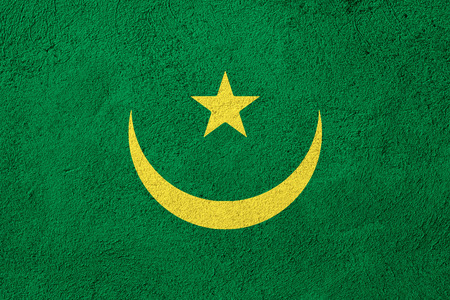 flag of Mauritania or Mauritanian banner on rough pattern backgroundの写真素材