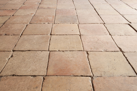 brown old ceramic floor texture or abstract background, perspectiveの写真素材