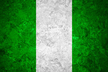 flag of Nigeria or Nigerian banner on vintage backgroundの写真素材