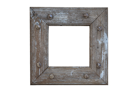 old wooden frame isolated on white background