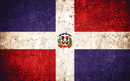 flag of Dominican or banner on scratched rough textureの写真素材