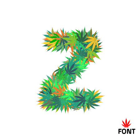 Cannabis alphabet letter Z from marijuana leaves vector illustrationのイラスト素材